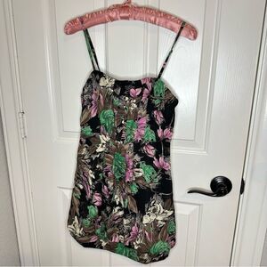 BNWT Y2K Papaya Black Multicolor Floral Cami Tunic Blouse Sz S Fairycore Boho